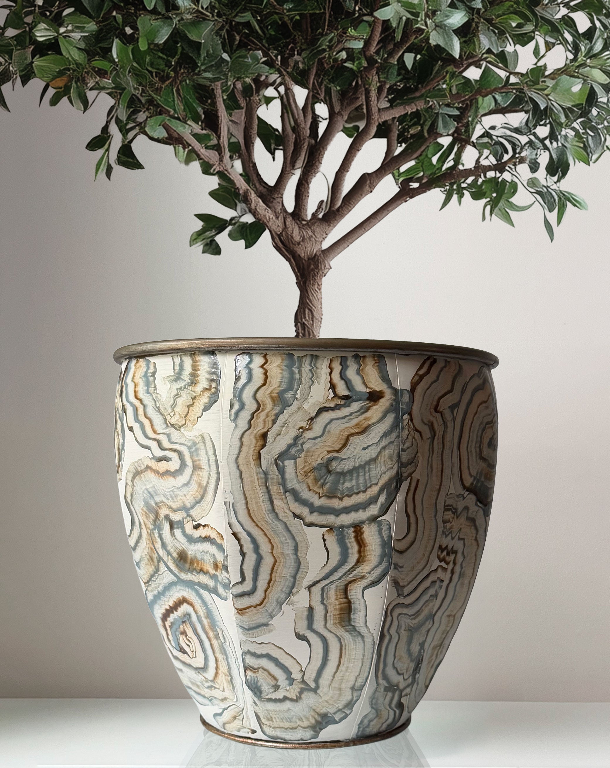 Faux Agate Planter - Slate