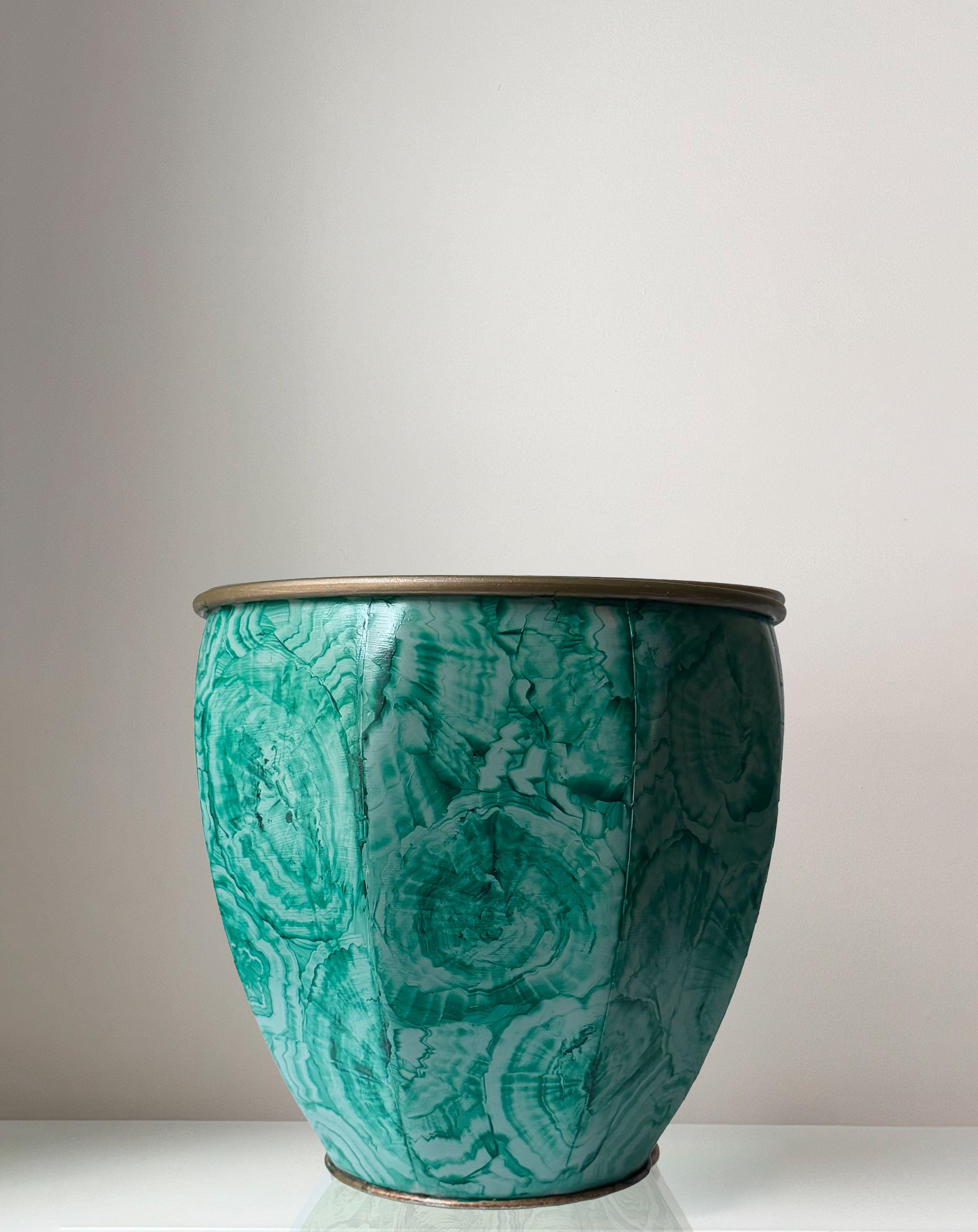 Faux Malachite Planter - Turquoise