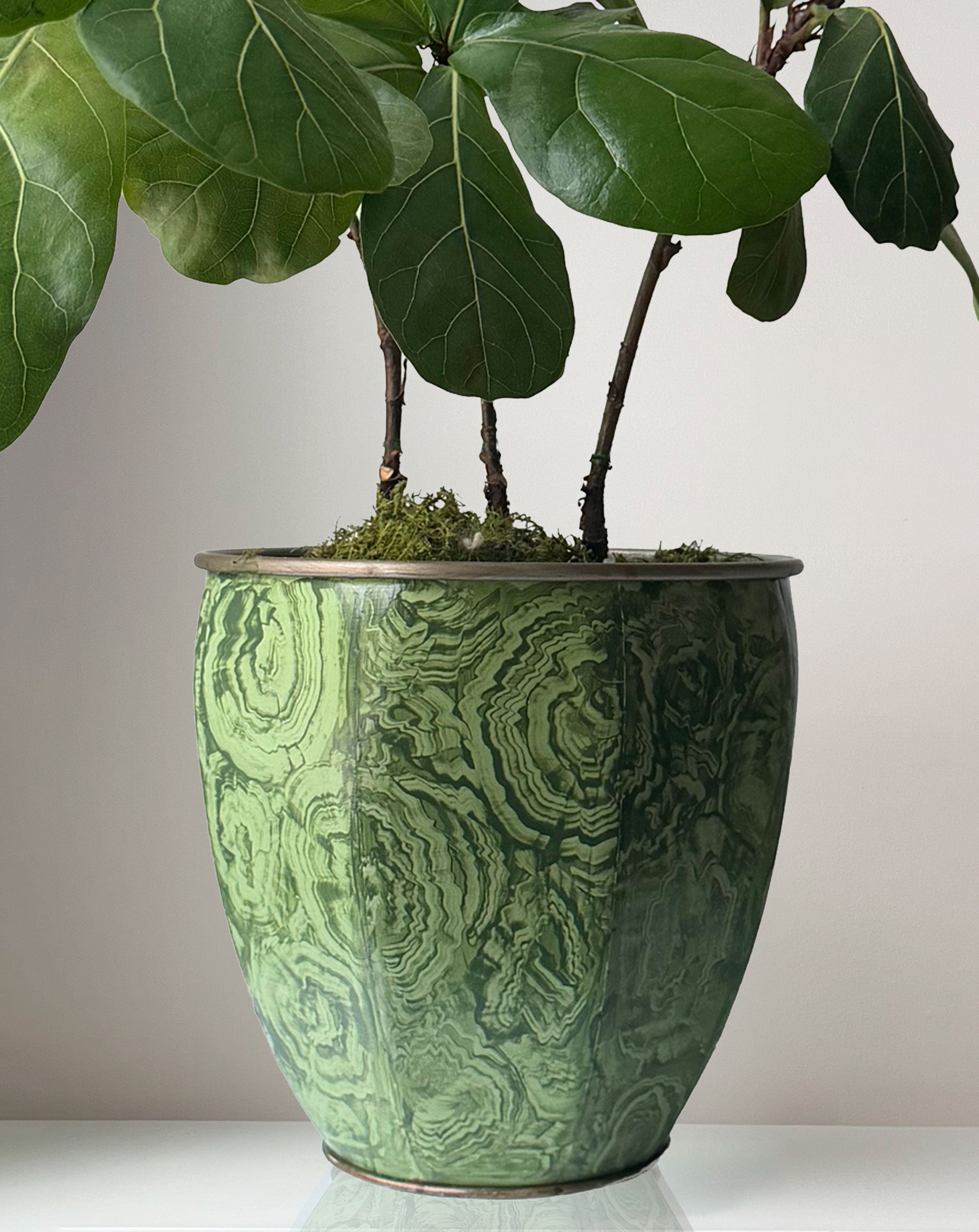 Faux Malachite Planter - Jade