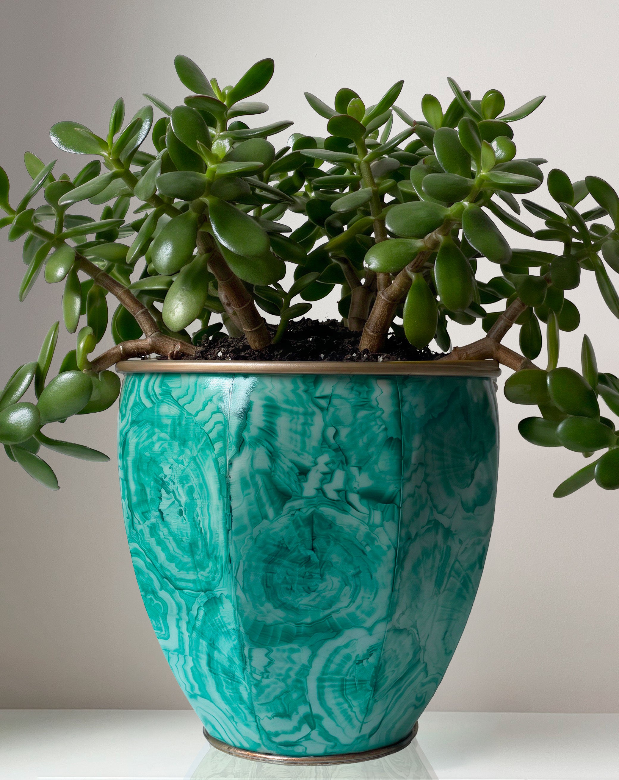 Faux Malachite Planter - Turquoise