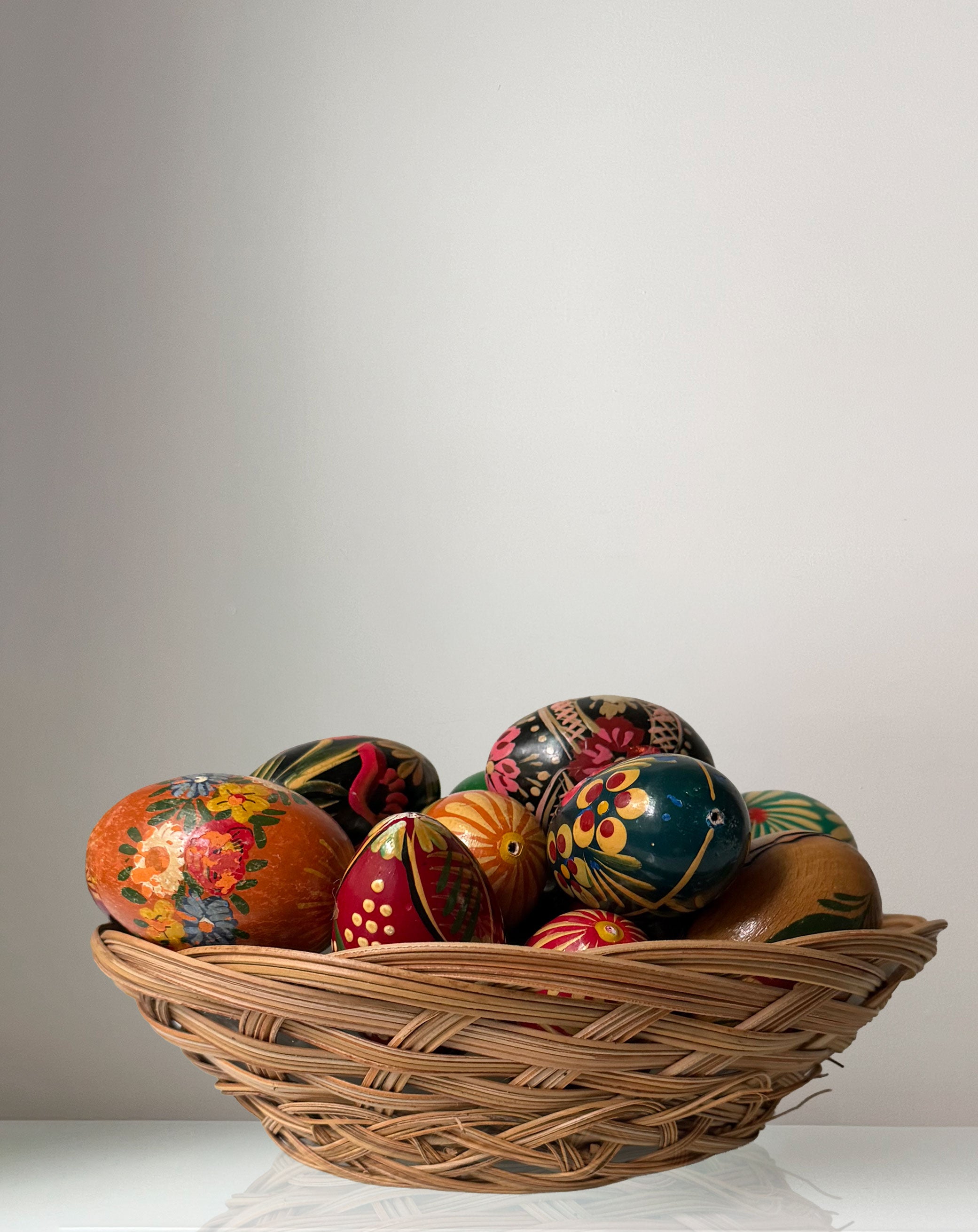 Collection of 12 Handpainted Polish Wooden Eggs