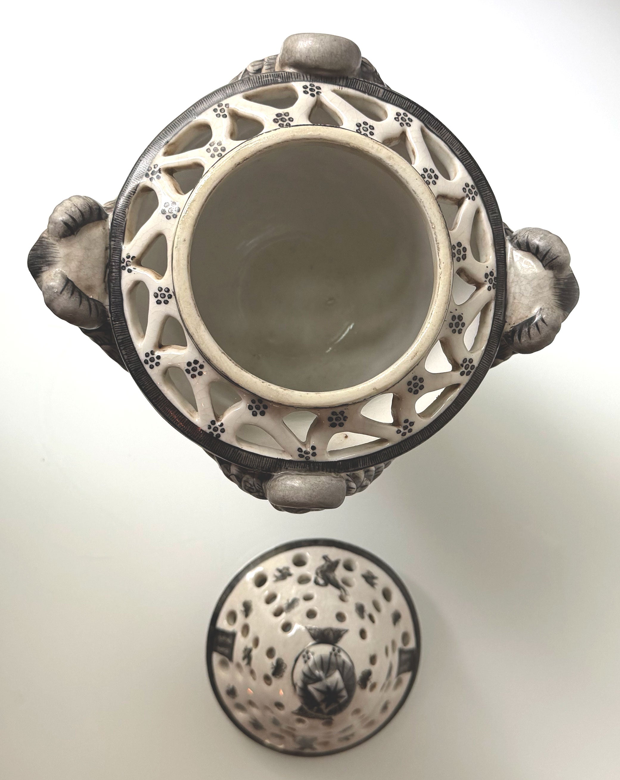 Pierced Rams Head Jar