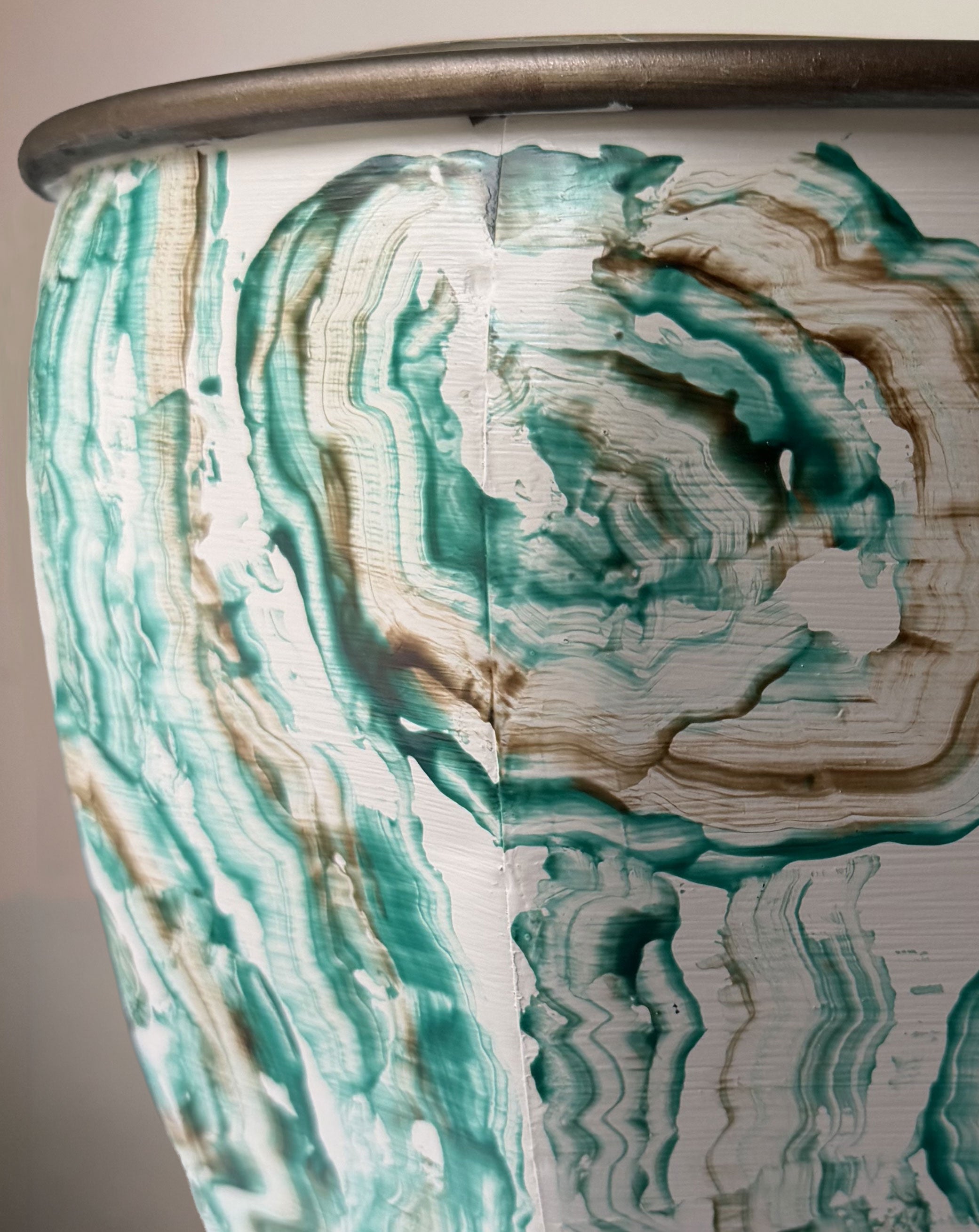 Faux Agate Planter - Verdigris