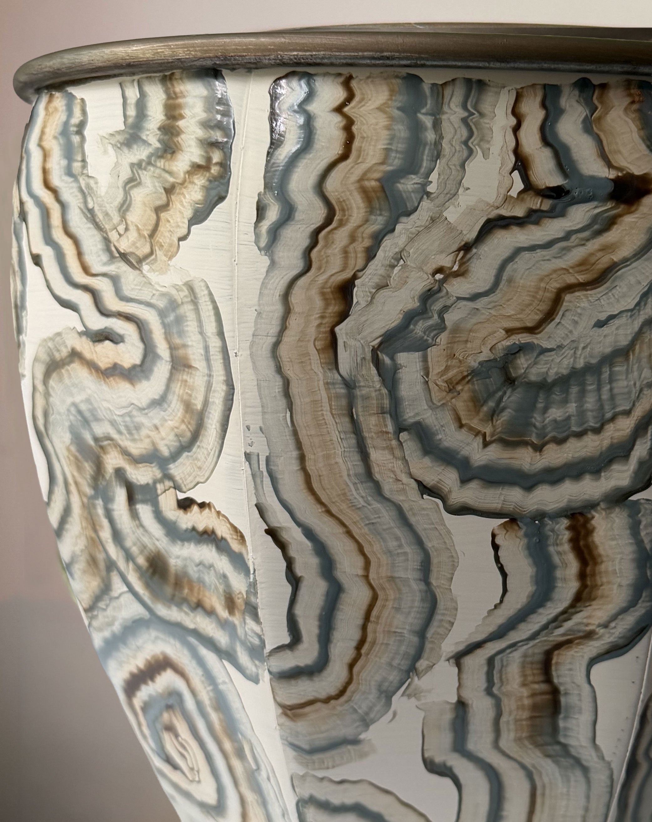 Faux Agate Planter - Slate
