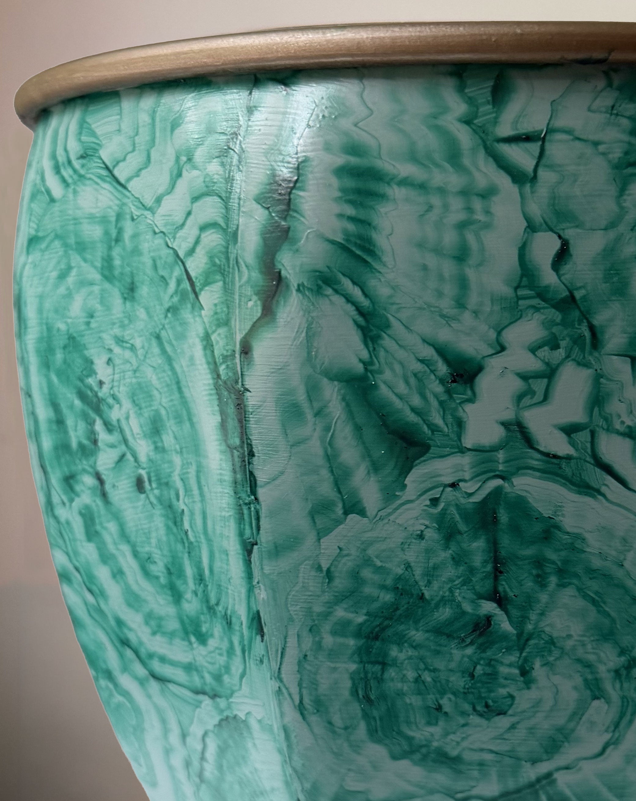 Faux Malachite Planter - Turquoise