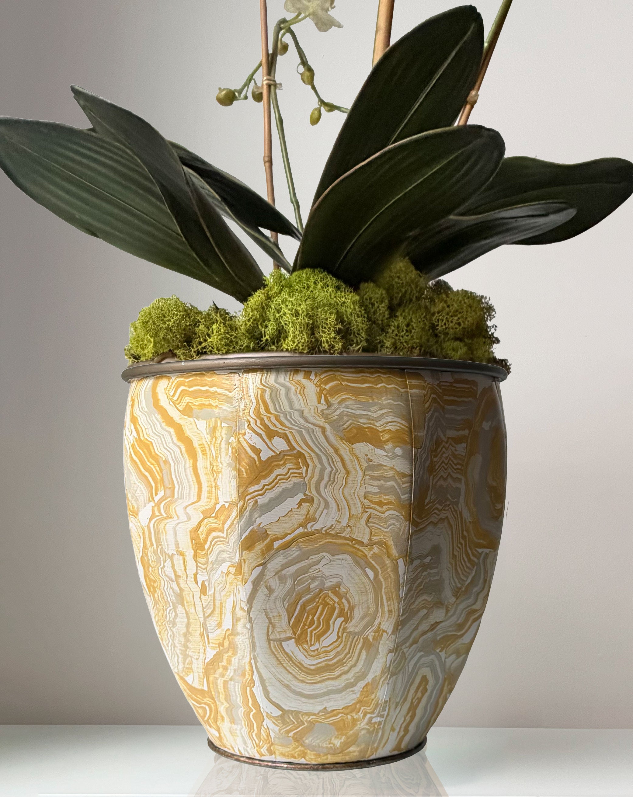 Faux Agate Planter - Ochre