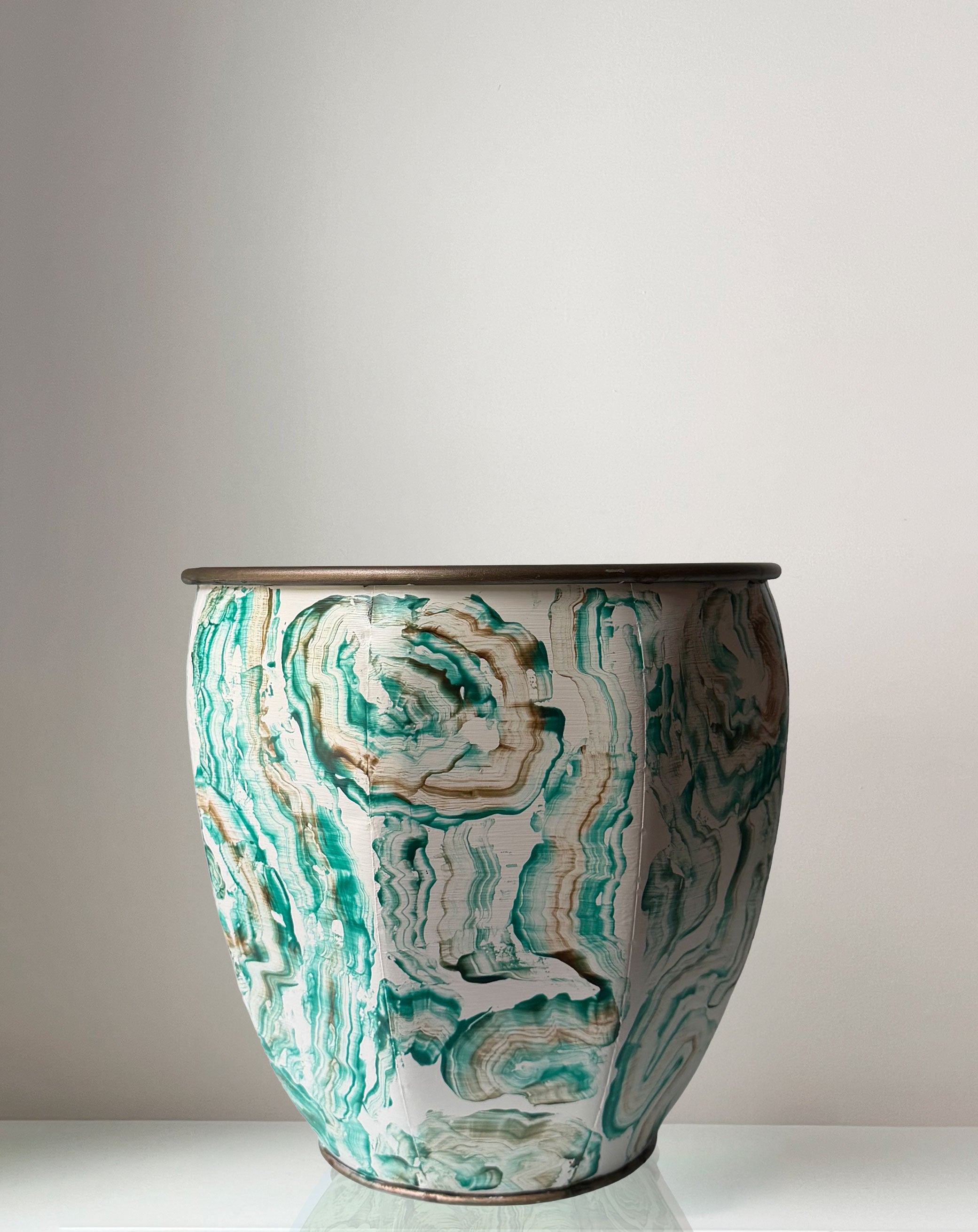 Faux Agate Planter - Verdigris