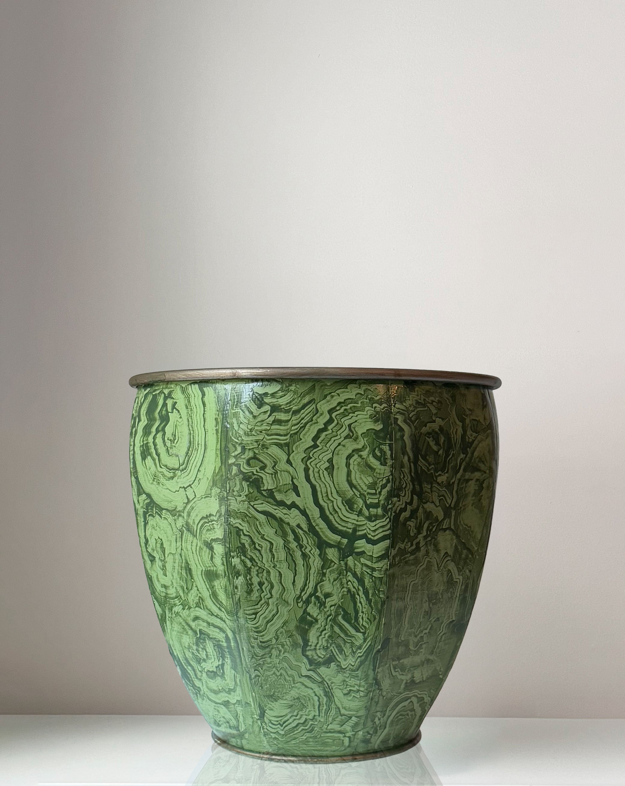 Faux Malachite Planter - Jade