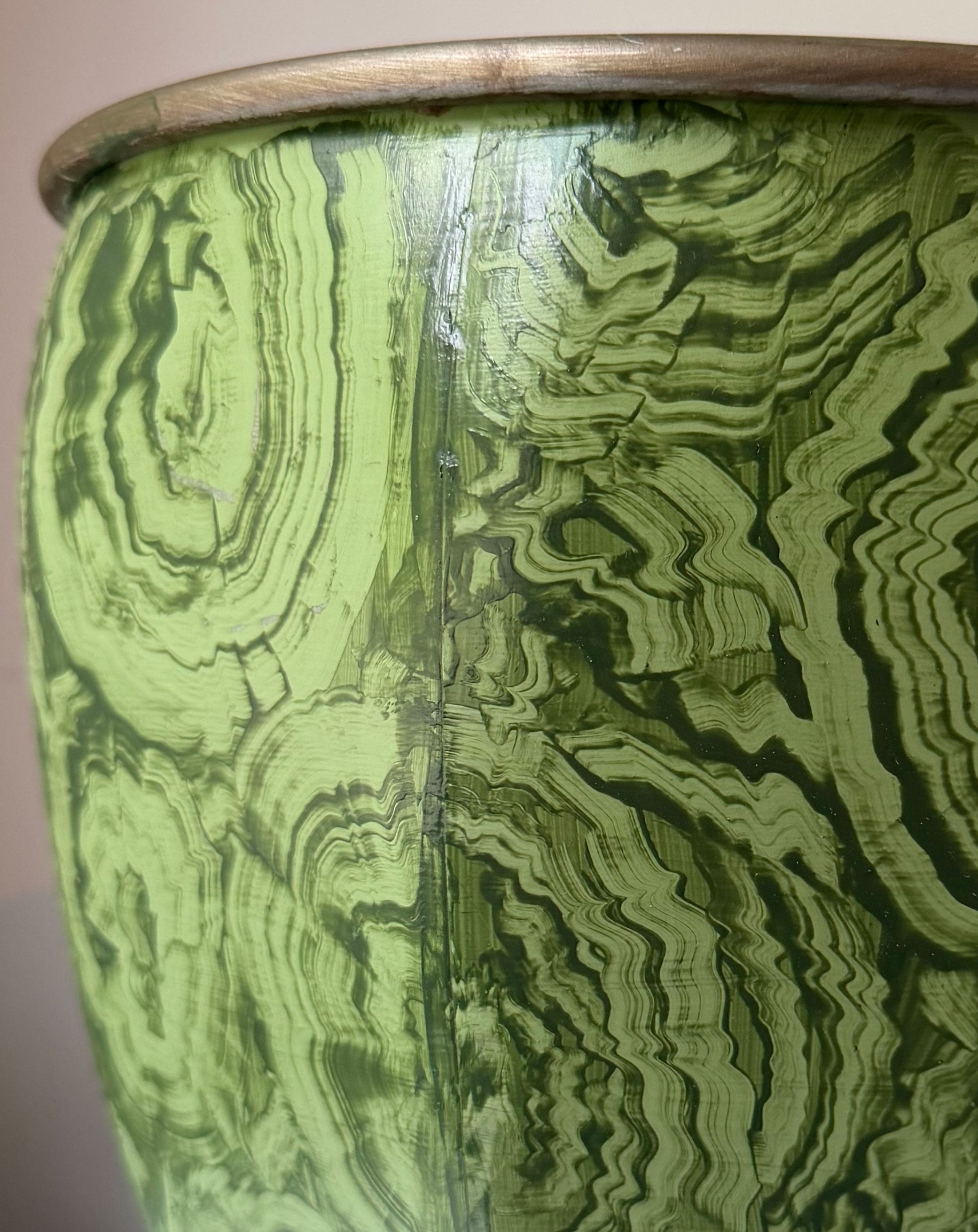 Faux Malachite Planter - Jade