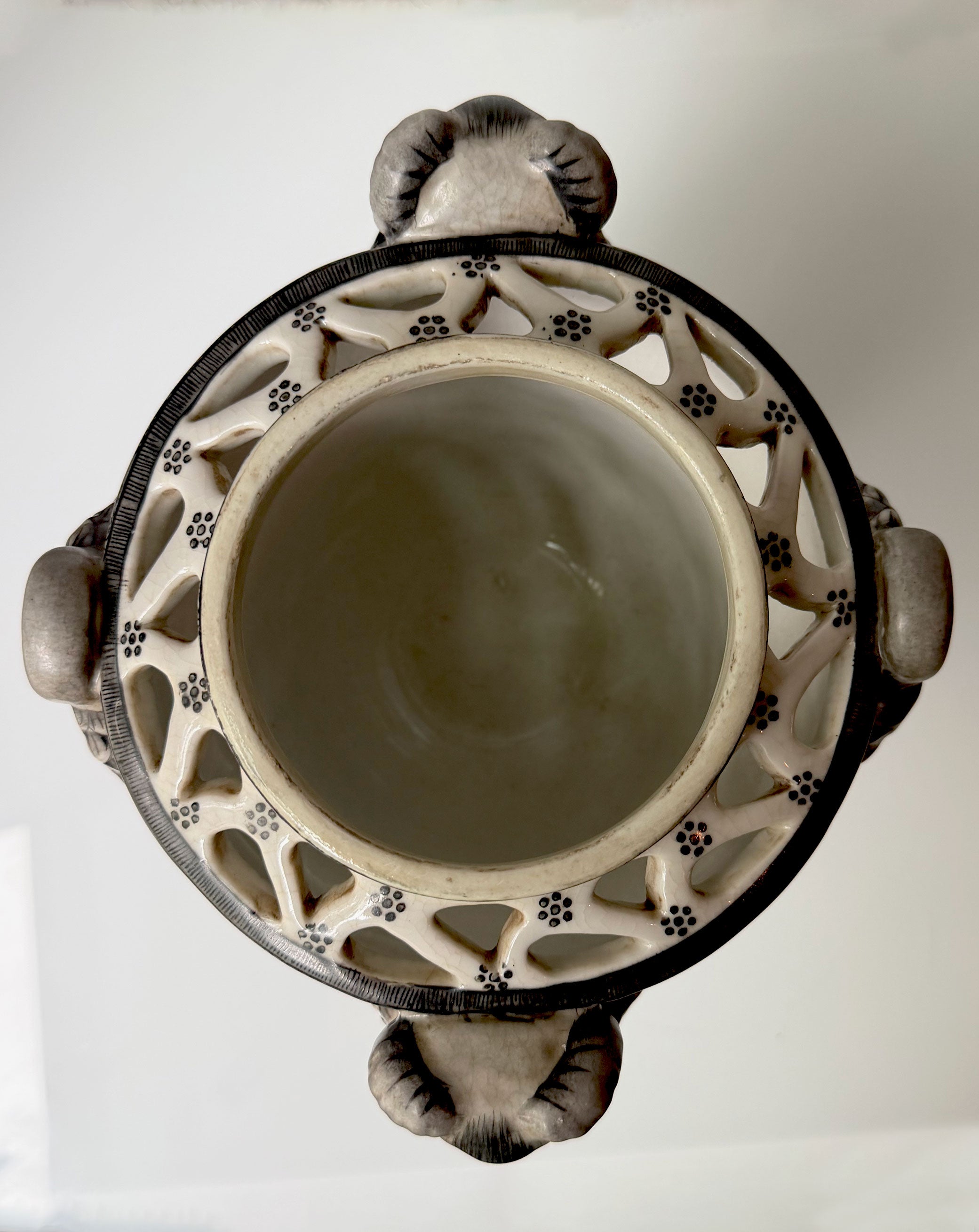 Pierced Rams Head Jar